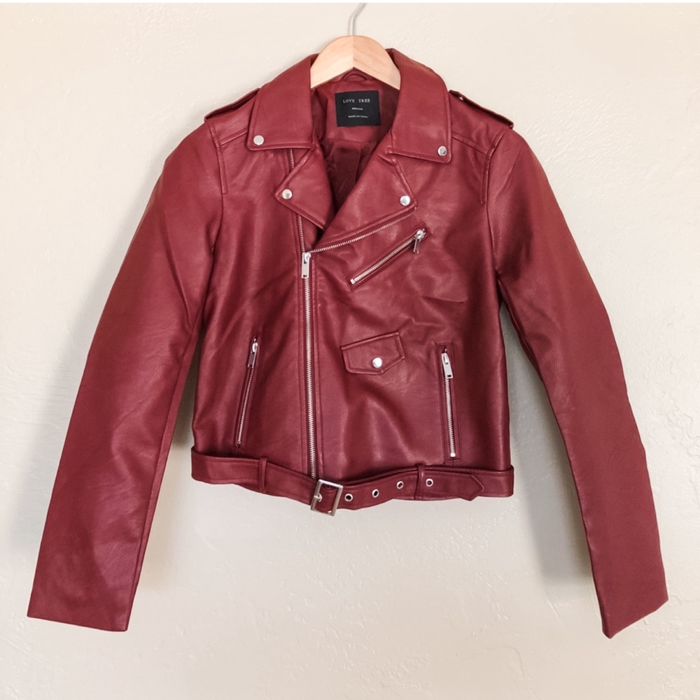 ✨HPx2✨NWOT [love tree] faux leather moto jacket